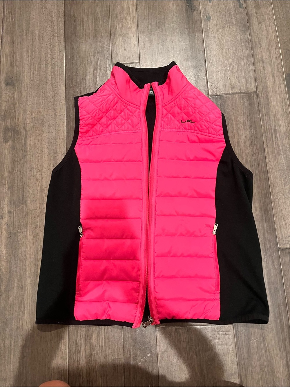 Ralph Lauren L-RL Pink and Black Quilted Active Vest